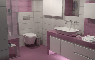 Bild: Neues Badezimmer mit farbigen Elementen